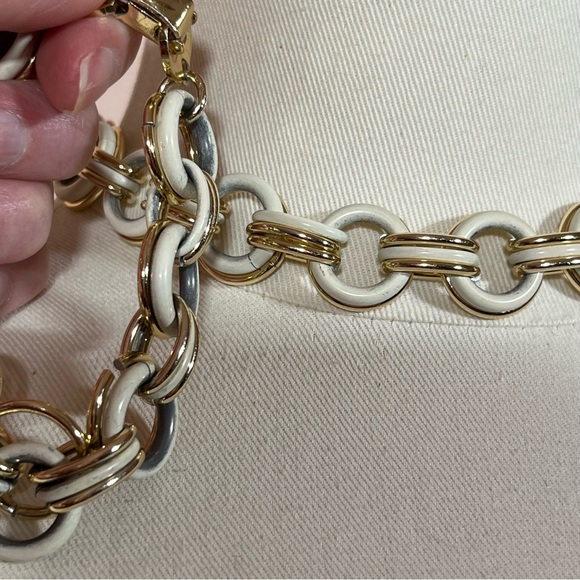 Vintage Trifari made in France 40 50 Retro Cream Gold Chain Chocker Necklace Set - Picture 7 of 17